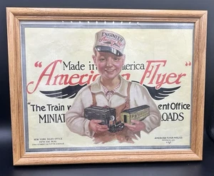 Vintage AMERICAN FLYER TRAIN SET Framed Box Label c.1920's - 30's RARE! - Picture 1 of 3