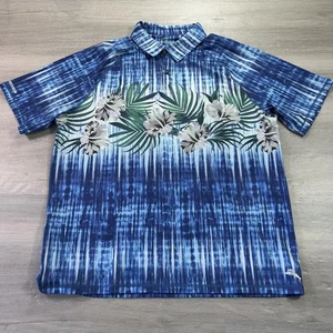 Tommy Bahama Poloshirt Herren XL Blau IslandZone UPF 30 Hibiskus Palmen Blumen - Bild 1 von 11