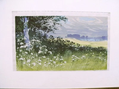 Oscar Droege Farbholzschnitt „Die Frühlingswiese“, handschriftlich signiert - Bild 1 von 4