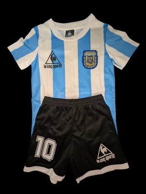 Camiseta local Argentina 1986 Mundial Diego Maradona niños kit Foto 1 de 3