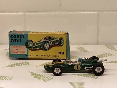 VINTAGE CORGI TOYS 155 LOTUS CLIMAX F1 RACE CAR IN ORIGINAL BOX 1964 - Image 1 of 4