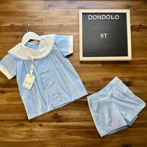 NWT Dondolo Blue Hayden Heirloom Shorts Set Boys Cotton Classic Preppy 5 - Picture 1 of 8