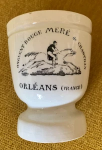 PETIT POT SUR PIED PORCELAINE ONGUENT vétérinaire ROUGE Paul Méré CHANTILLY XIXe - Picture 1 of 5