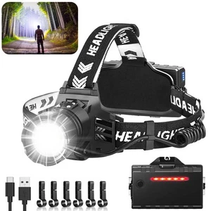 Rechargeable Headlamp, 990000 Lumens LED Super Bright Headlight, 5 Modes Zoom... - Picture 1 of 6
