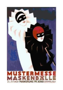 Vintage Masquerade Ball Ad Counted Cross-Stitch Pattern Needlepoint - Picture 1 of 1