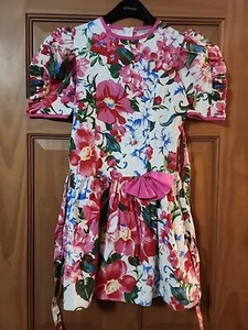 VTG 80s 90s Girls COUNTRY ROSE TEA PARTY DRESS Prairie Church Sz 10 Drop Waist - Picture 1 of 11