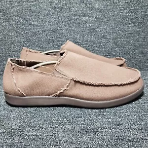 Crocs Santa Cruz Mens 15 Brown Canvas Loafers Slip On Shoes 10128 - Picture 1 of 15