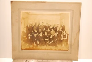 Antique B&W Cabinet Photo 8x10 Group Shot Funny Face Expressions Men/Women  - Picture 1 of 3