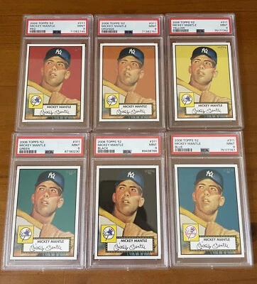 Lots of Six 2006 Topps ‘52 Rookies Mickey Mantle #311 Complete Set 6 Color PSA 9 - Image 1 of 4