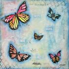 Original Hand-Painted Mixed Media On 12" X12" Canvas  "Butterflies" Whimsical L5