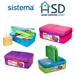 Sistema Slimline Quaddie 1.5L Lunch Food Box Bottle Work School Office BPA Free - Picture 1 of 14