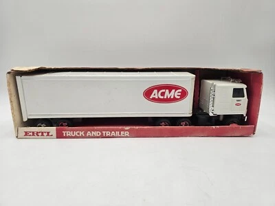 Vintage ERTL Truck and Trailer Acme 3488 In Box White Steel Advertisement Chevy - Image 1 of 4
