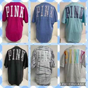 Victoria's Secret Pink Varsity Short Sleeve Crew Tee (CHOOSE YOUR COLOR) - Picture 1 of 66