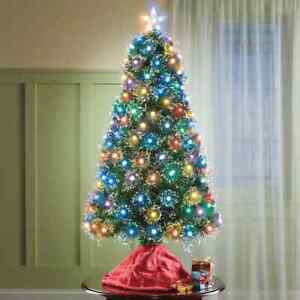 4-Foot Tall Color-Changing LED Fiber-Optic Christmas Tree w/ Lighted Star Topper
