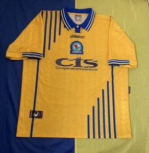 BLACKBURN ROVERS 1998-1999 AWAY FOOTBALL SHIRT SOCCER JERSEY UHLSPORT Sz.XL - Picture 1 of 8