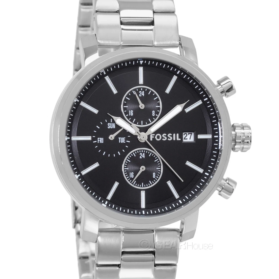 AUTHENTIC FOSSIL RHETT CHRONOGRAPH SILVER BLACK MEN'S BQ2851 WATCH