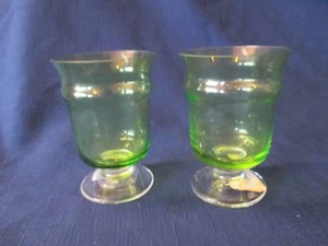 Williams-Sonoma Candelabro Vidrio VOTIVO Set 2 Pedestales Tinte VERDE 4" Alto NUEVO - Imagen 1 de 5