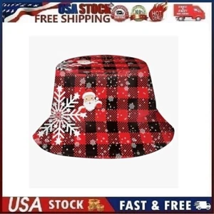 Christmas Bucket Hats Fashion Sun Cap Packable Outdoor Snowflakes Xmas Santa Hat - Picture 1 of 9