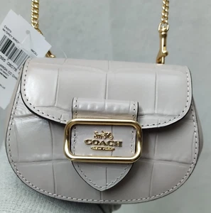 Coach Morgan Gray Brich Leather Card Holing Chain Crossbody Bag - NWT $248 - Picture 1 of 13