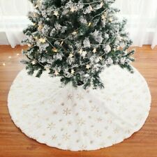Christmas Tree Skirts White Faux Rabbit Fur Sequin Plush Xmas Tree Ornaments