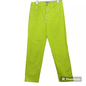 Pantaloni denim Victor Glemaud Target Pinstripe 8 lime gamba dritta - Foto 1 di 7