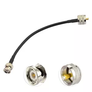 BNC Male Plug to UHF PL-259 Male Adapter Cable jumper pigtail Coaxial RG58 12" - Picture 1 of 6