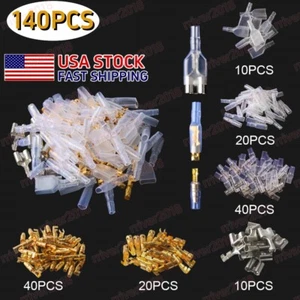 140pcs Female Male 4.0mm Double Bullet Connector Terminal Insulating Wire Sleeve - Picture 1 of 9