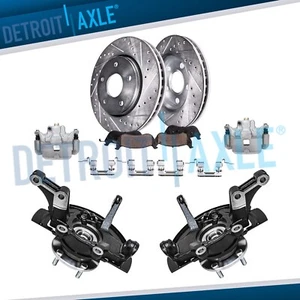 Front Knuckles w/ Hubs Drilled Rotors Pads Calipers for 2002-2006 Nissan Altima - Picture 1 of 9