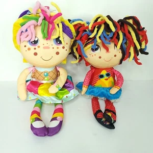 Flip Zee Girl Zandy Peppermint Candy Monkey Banana Plush Doll 2 in 1 Lot Of 2 - Picture 1 of 10