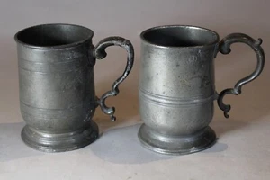 2 Mid-19th c. English 1/2 Pint Pewter Tankards (James Yakes & Board of Ipswich) - Picture 1 of 9