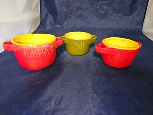 ALFA Italy Vintage Pottery Set Of Embossed Bowls MCM Dip & Tapas - Picture 1 of 12