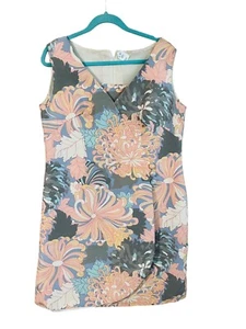 1960s WRAP FLORAL PASTEL MOD WOMENS DRESS 14/16 bust 40 waist 38 GO GO (EASTER) - Picture 1 of 24