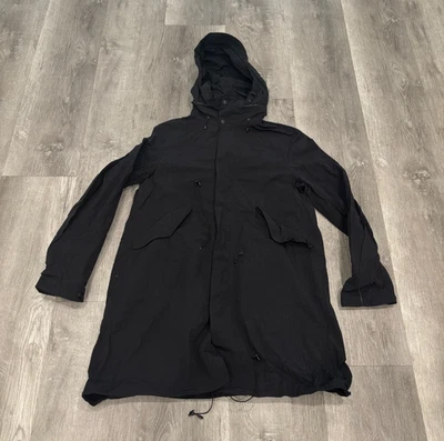 MINOTAUR Japan Army Trench Rain Coat Jacket Black Zip Hood Mens S - Image 1 of 4