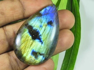 30X50X7MM Multi Fire Labradorite Pear Cabochon Loose Natural Gemstone 84Cts. K21 - Bild 1 von 9