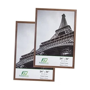24”x36” Wooden Poster Frame, Classic Matte Edged 24" x 36" (2 pack) Dark Oak - Picture 1 of 7