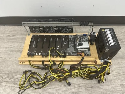 Crypto Mining Rig Chassis w/ ASUS ATX BTC-T37 Motherboard, 2600w PSU, & 3 Fans. - Image 1 of 4