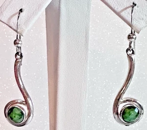 Jay King Earrings Gallery Collection Sterling 925 Chrome Diopside Drop Dangle - Picture 1 of 6