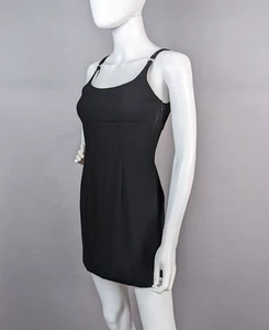 Vintage 90s Y2K Rampage USA Black Mini Dress O Ring Straps LBD Sexy Goth Sz 3 XS - Picture 1 of 7