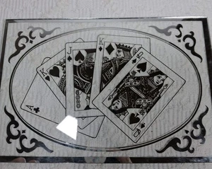 Vintage Glass Poker Wall Art – Reverse Painted Playing Cards – Mid-Century... - Picture 1 of 4