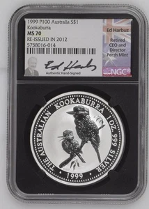 1999 p AUSTRALIA Silver DOLLAR NGC MS70 P100 Kookaburra Black Core 16014 Harbuz - Picture 1 of 2