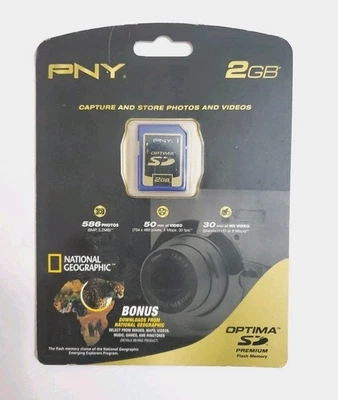 PNY Optima 2GB SD Camera Premium Flash Memory Card - New - Image 1 of 4