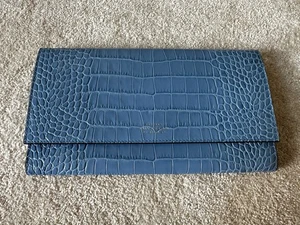 Smythson of Bond Street Nile Blue Mara Croc Leather Marshall Travel Wallet Geldbörse - Bild 1 von 12