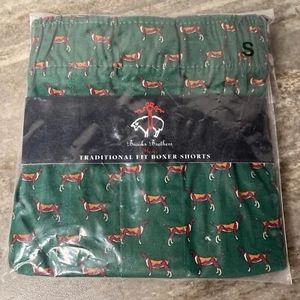 Brooks Brothers Kids Traditional Boxer Shorts Green With Dogs Small NWT - Picture 1 of 3