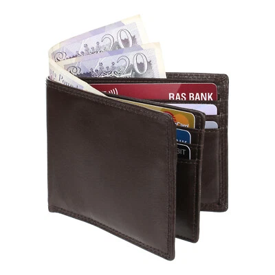 Topsum London Men RFID Blocking Bifold Soft Black Leather Coin Pocket Wallet