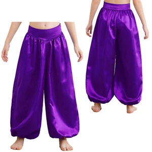 Kids Girls Trousers Satin Bloomers Tribal Dance Pants Dress Up Halloween Event - Picture 1 of 84