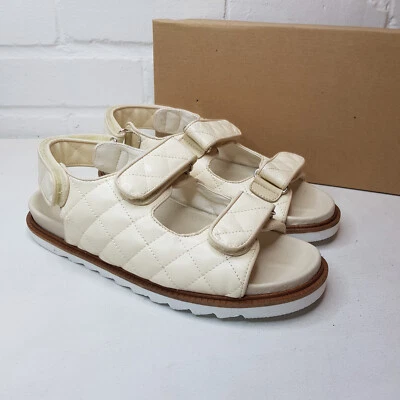 Pilcro Anthropologie Quilted Sandals UK 5 EU 38 Ivory Flat Summer Casual BN
