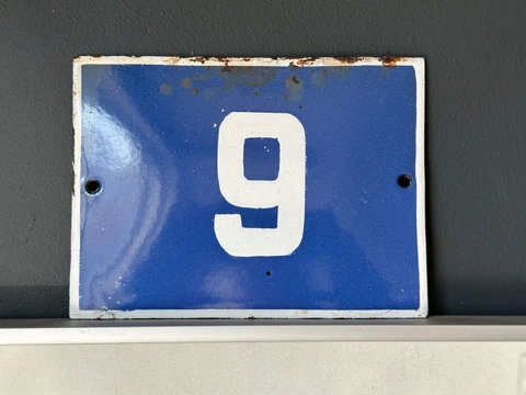 Number 9 or 6 Vintage Enamel House Numbers Made in Europe Room Hotel FREE POST Cover