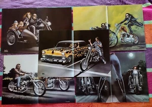 Lote de 5 carteles Harley usados de la revista Easyriders de David Mann pliegue central  - Imagen 1 de 4