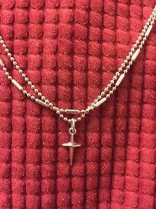Bellissima collana cristiana mini croce dettaglio perline stratificate maglia 21" pollici Argento - Foto 1 di 4