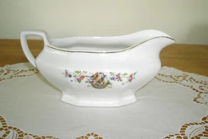 Barco Gravy vintage blanco con flores de pájaros azules Japón ~ - Imagen 1 de 10